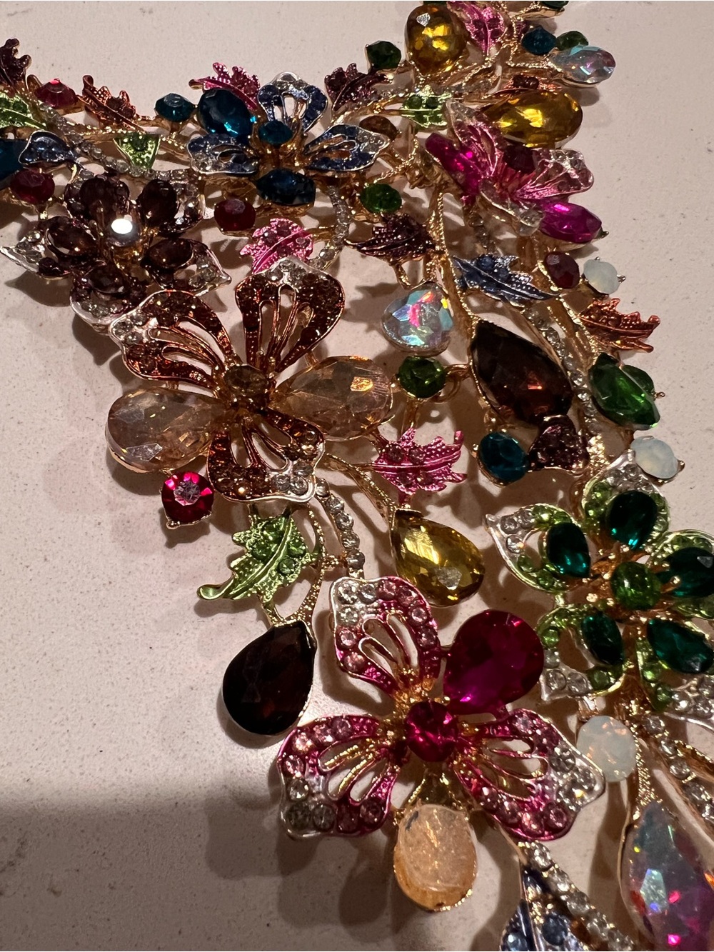 Christian Siriano Multicolor Floral Crystal Bib Necklace - Picture 11 of 15